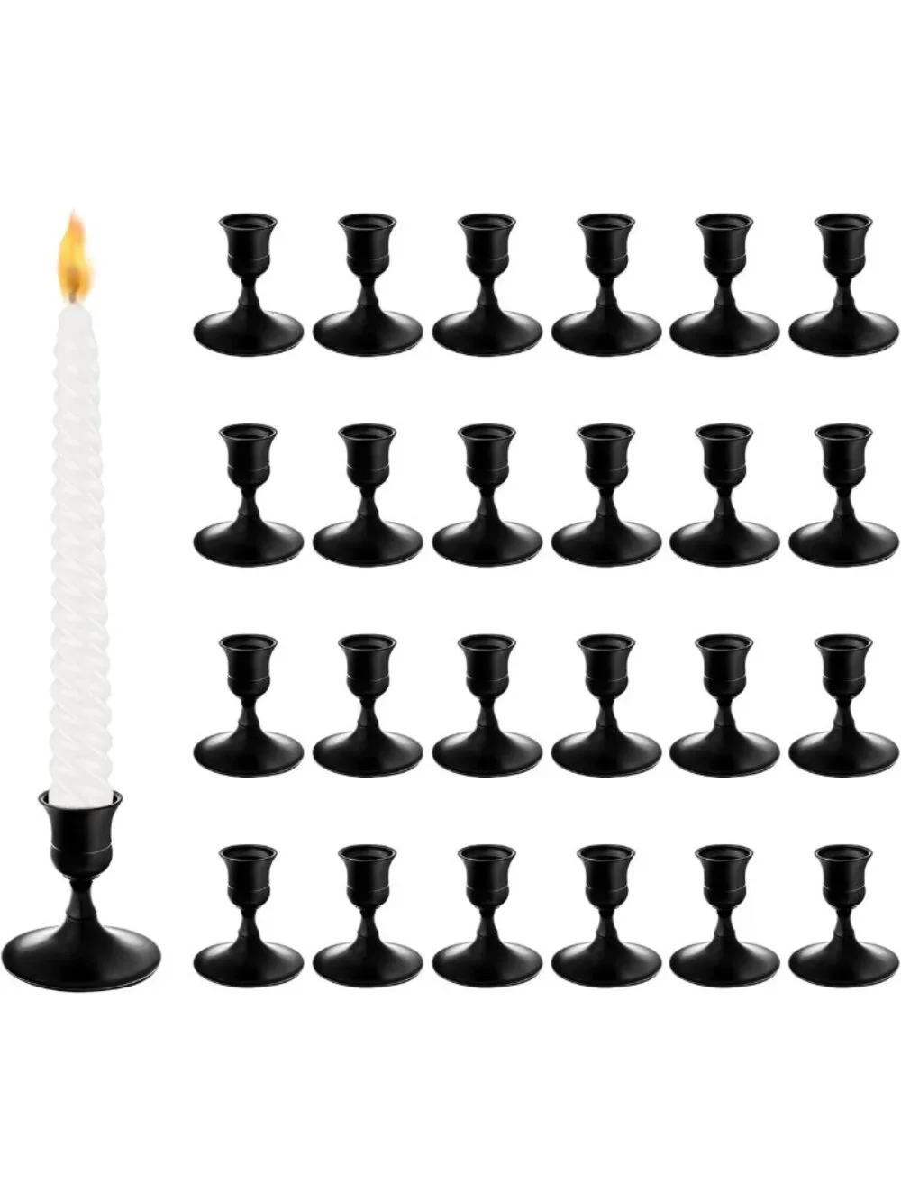 Elegant Black Taper Candle Holders - Small Bulk Set of 24 for Home Decor